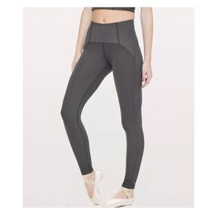 Lululemon Prinicpal Dancer Corsetry Tight Legging Soot Gray Color Size 4